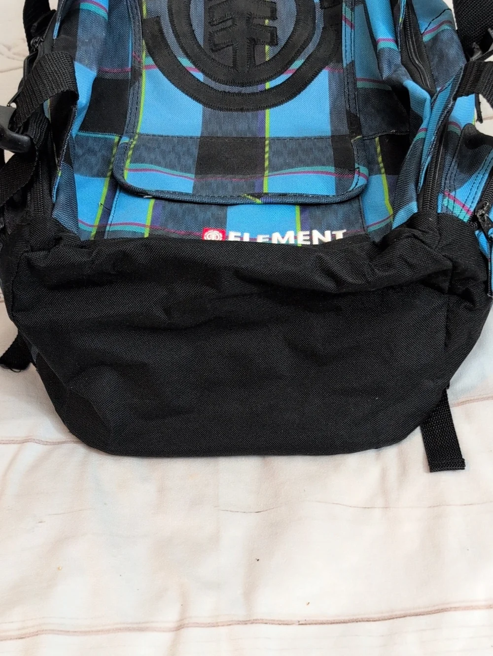 Vintage 2000s Element Backpack Y2K Skate Blue Plaid Skateboard Streetwear